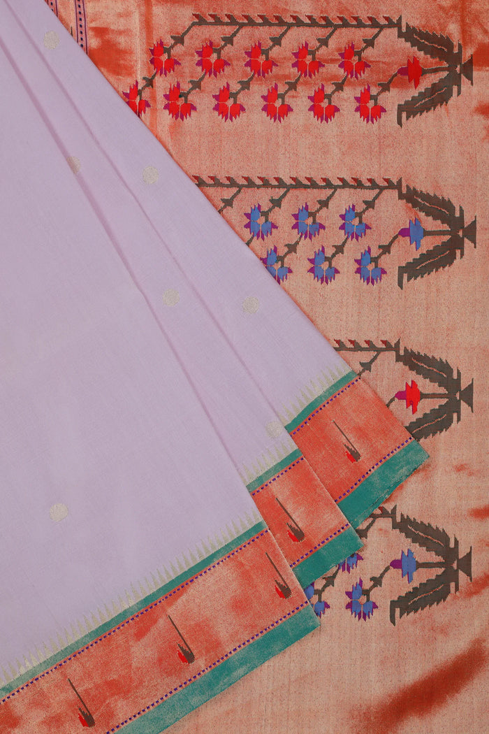Lavender Handloom Pure Silk Muniya Paithani Saree