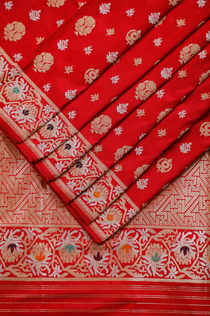 Maroon Real Zari Pure Silk Benarasi Saree - Revival Design