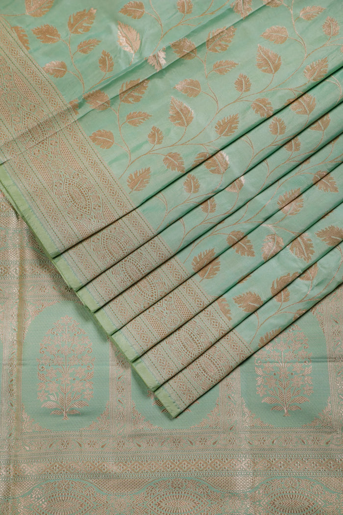 Sea Green Handloom Benarasi Katan Silk Saree