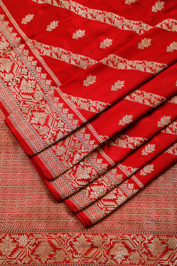 Maroon Real Zari Pure Silk Benarasi Saree - Revival Design