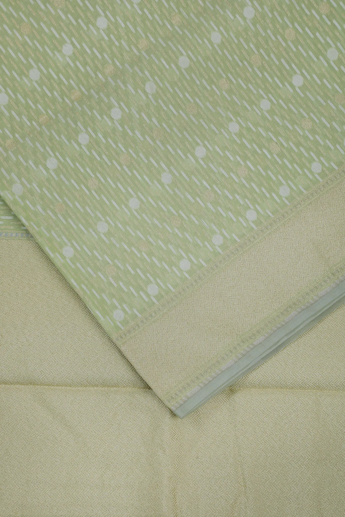 Pista Green Handloom Benarasi Pure Cotton Saree - detail 3
