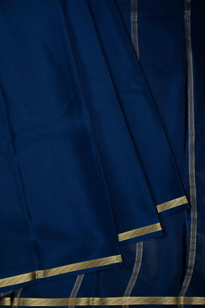 Royal Blue Powerloom Mysore Crepe Saree