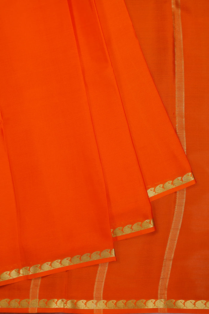 Orange Powerloom Mysore Crepe Saree
