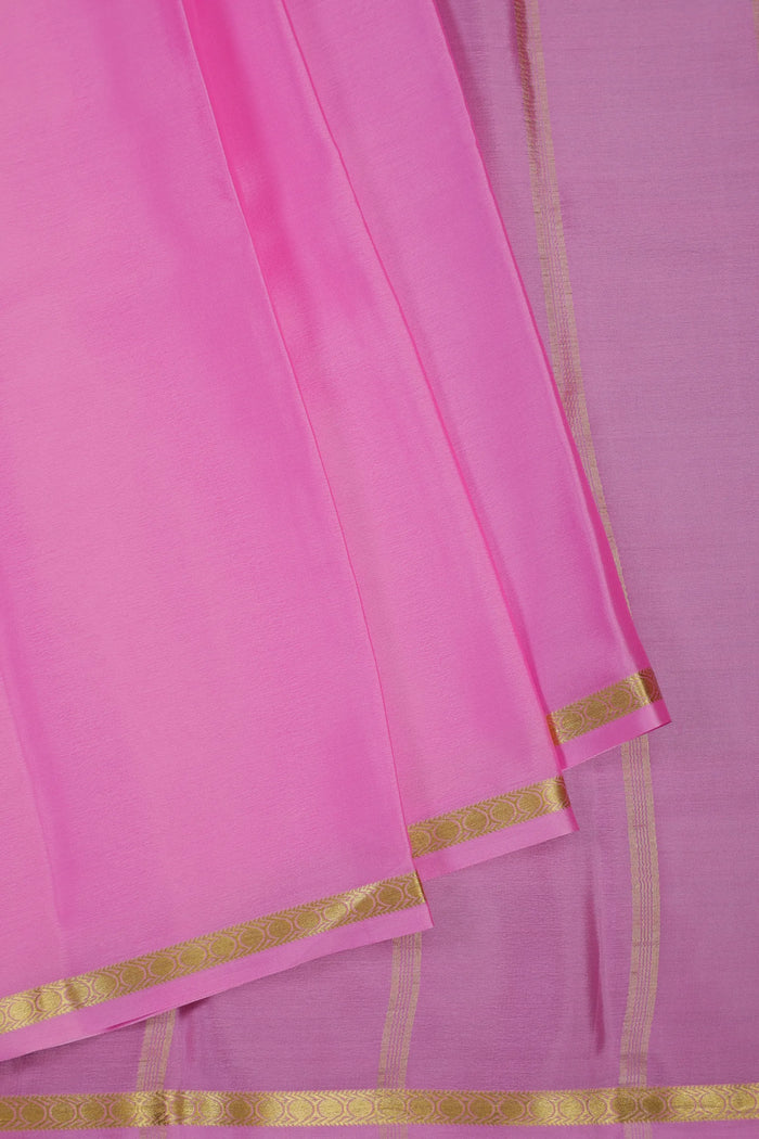 Neon Pink Powerloom Mysore Crepe Saree