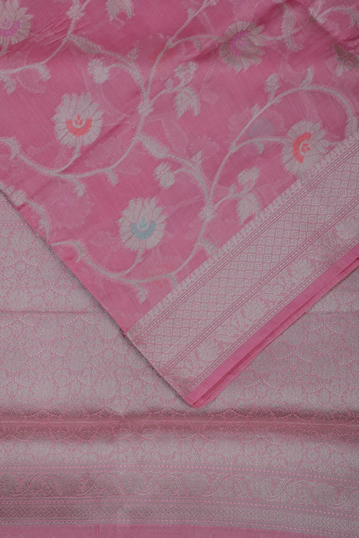 Pink Powerloom Benarasi Cotton Saree - detail 3