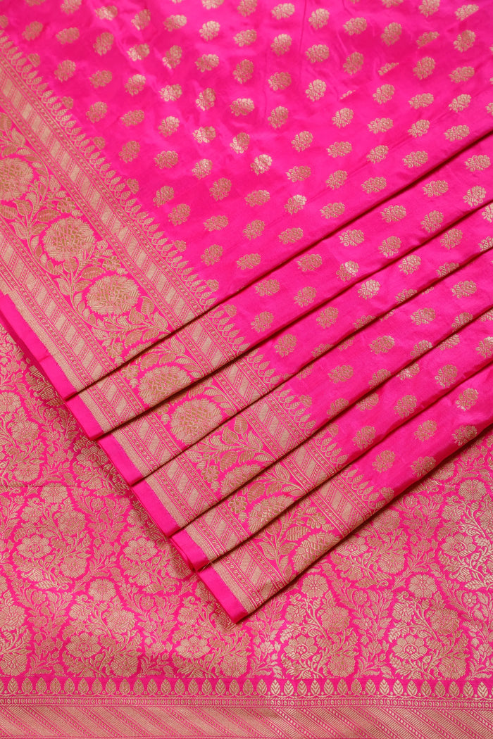 Hot Pink Handloom Benarasi Katan Silk Saree