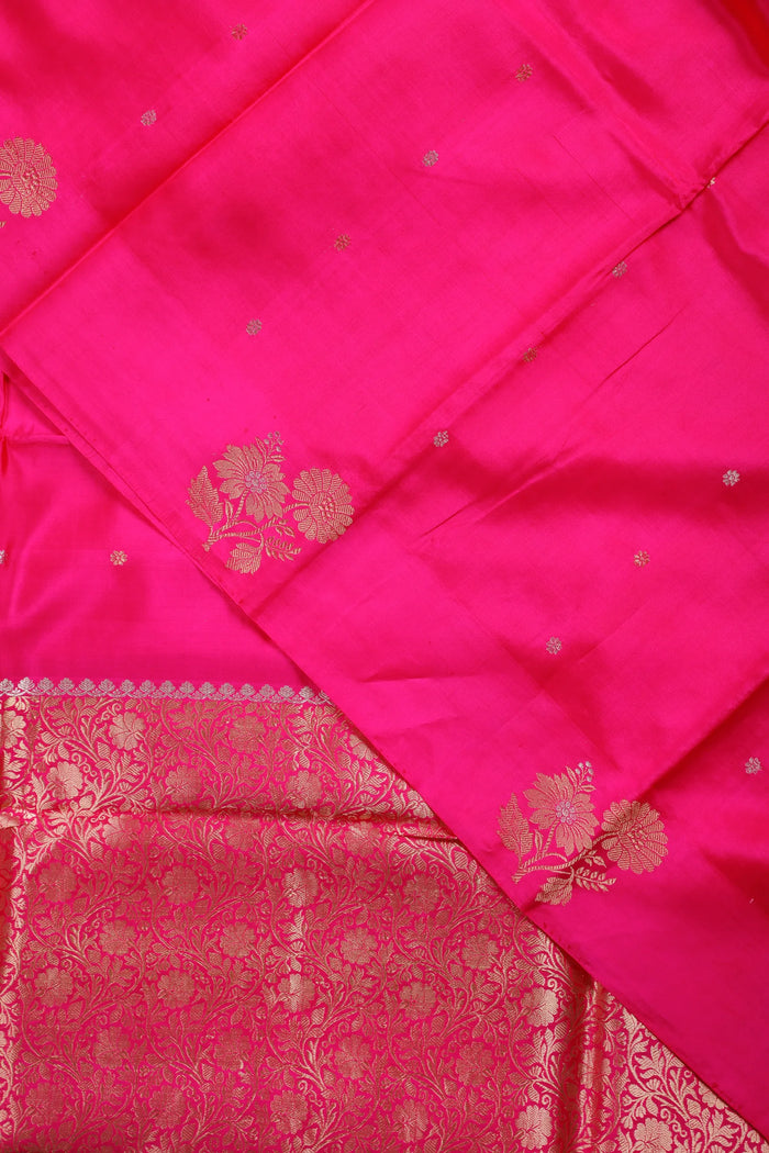 Pink Pure Silk Handloom Mashru Benarasi Saree