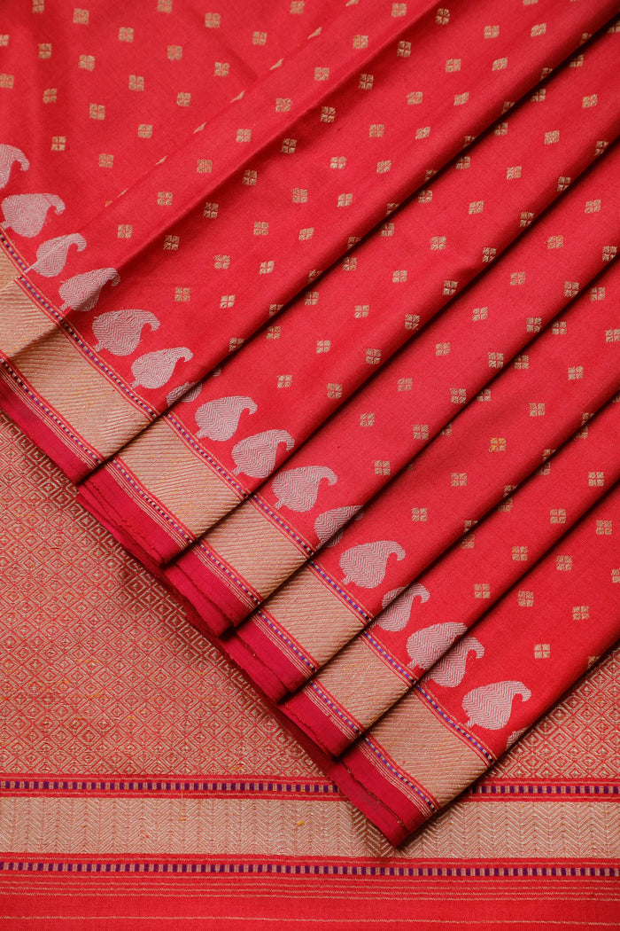 Pink Katan and Spun Silk Benarasi Saree - Revival Design