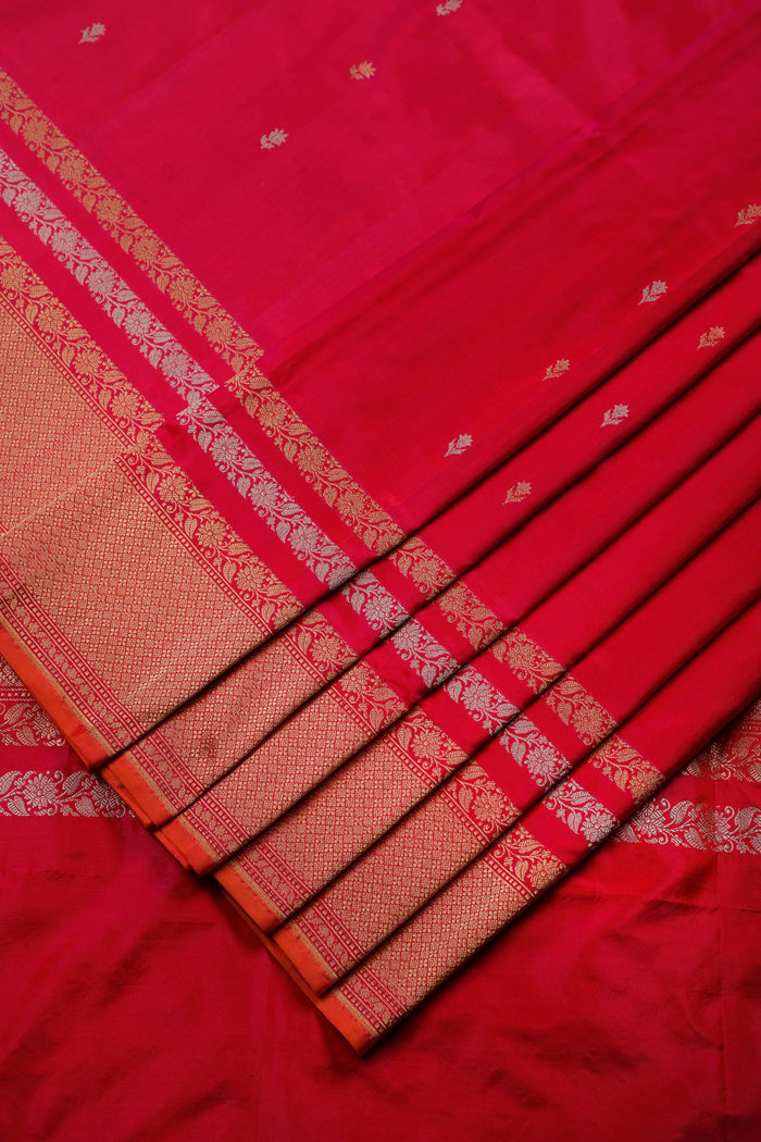 Raani Pink Handloom Benarasi Katan Silk Saree