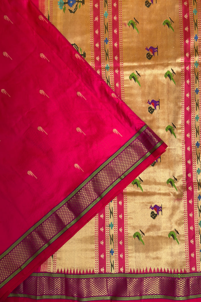 Pink Vintage Asawali Handloom Paithani