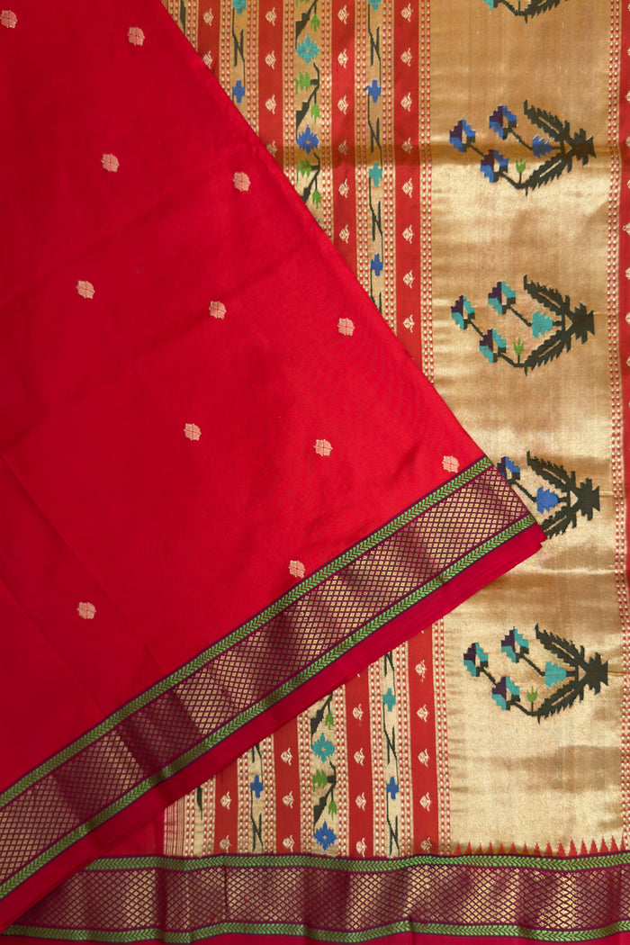 Red Vintage Asawali Handloom Paithani
