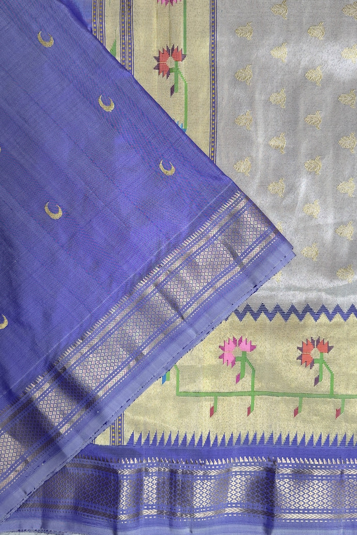 Lavender Vintage Pure Silk Handloom Paithani Chandrakala