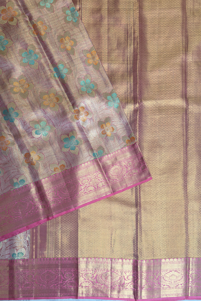 Baby Pink Pure Silk Handloom Tissue Kanjeevaram