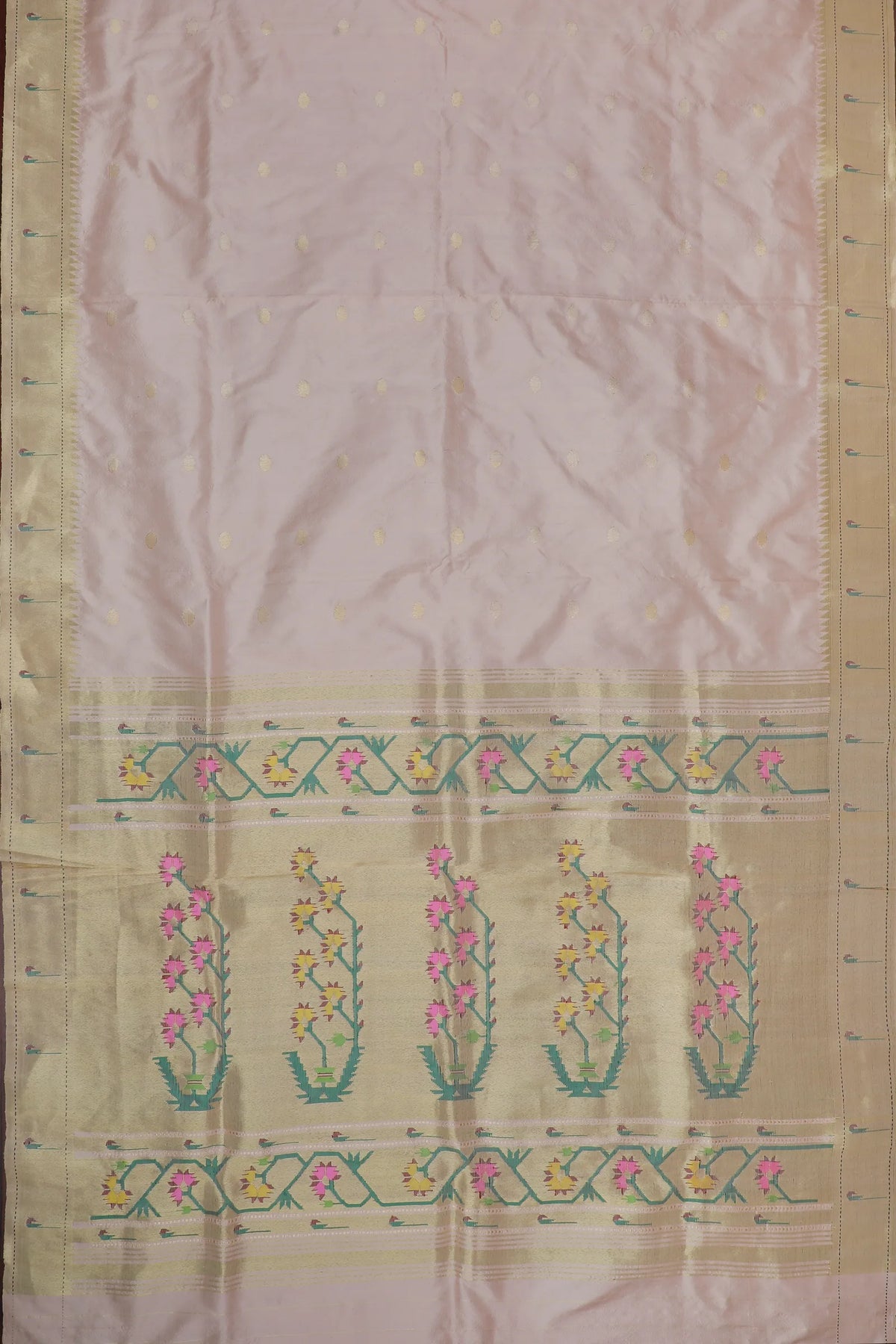 Light Baby Pink Handloom Pure Silk Muniya Paithani Saree