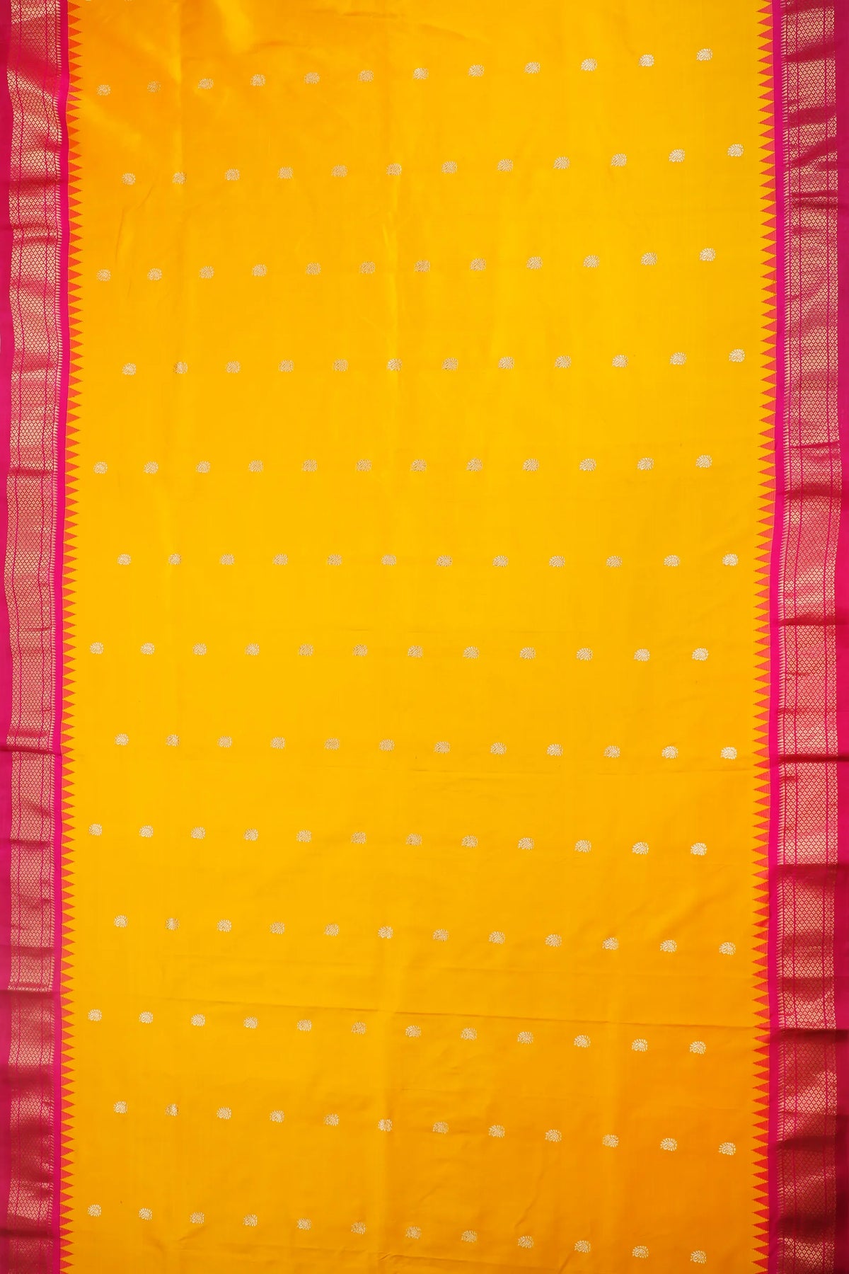 Mango Yellow Revival Pure Silk Handloom Paithani with Kadiyal Weave