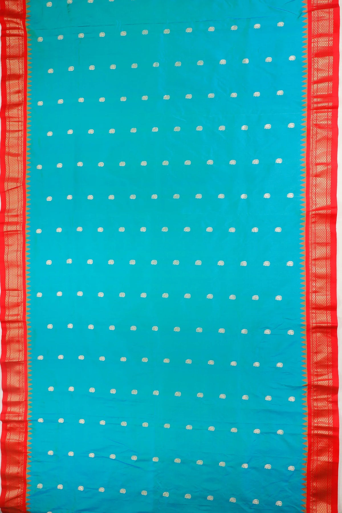 Sky Blue Revival Pure Silk Handloom Paithani with Kadiyal Weave