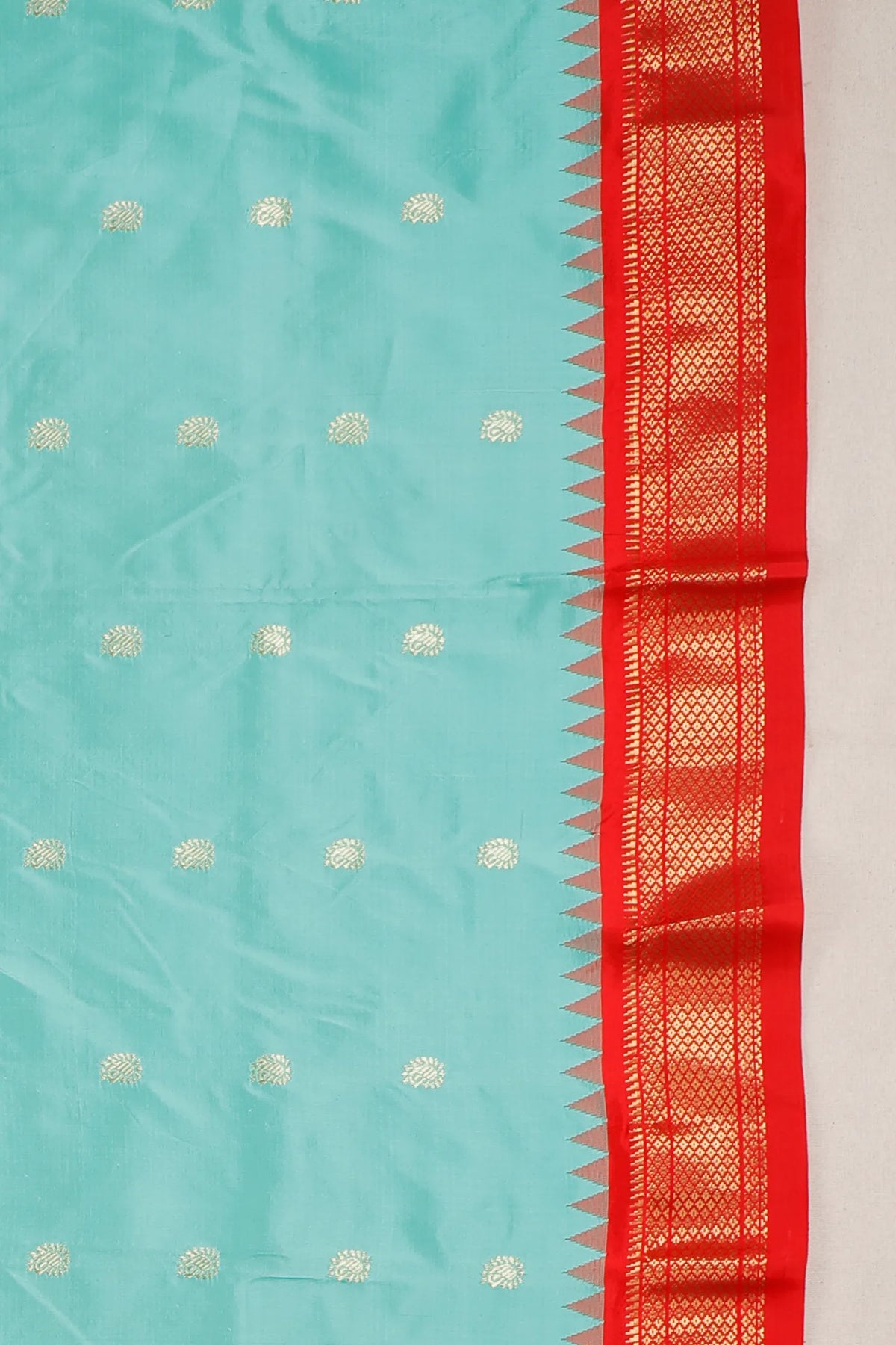 Sea Green Revival Pure Silk Handloom Paithani with Kadiyal Weave