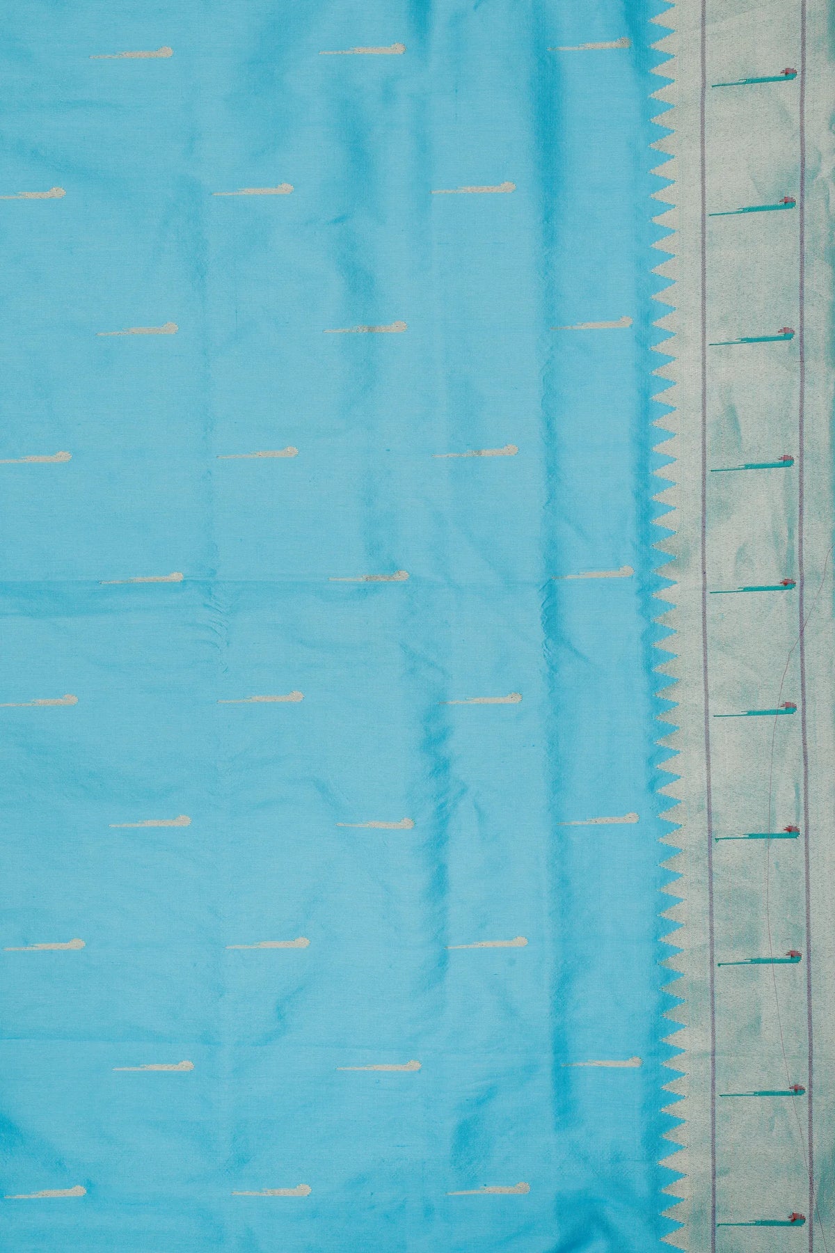 Sky Blue Handloom Pure Silk Muniya Paithani Saree