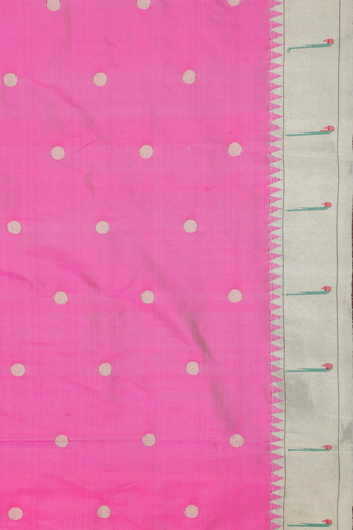 Rose Pink Handloom Pure Silk Muniya Paithani Saree
