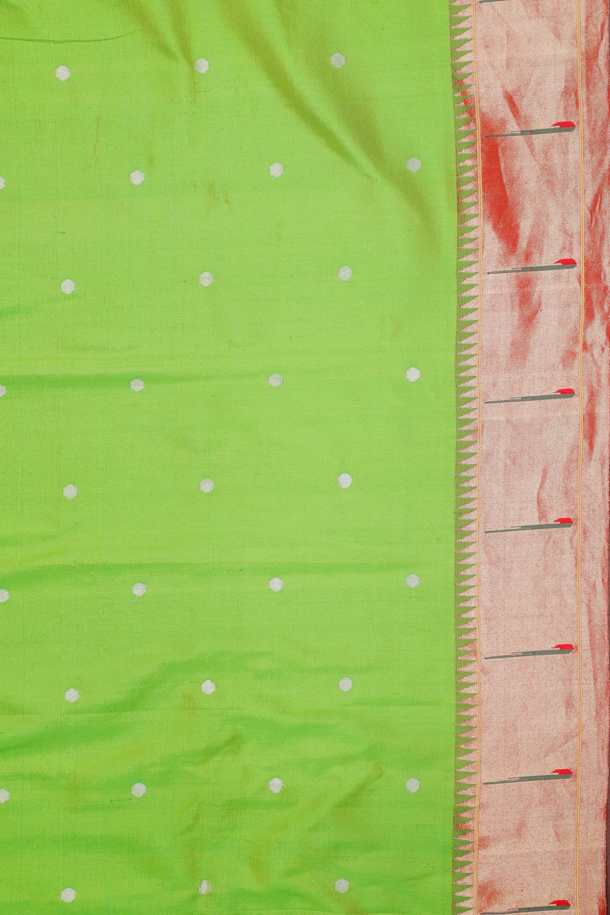 Parrot Green Handloom Pure Silk Muniya Paithani Saree