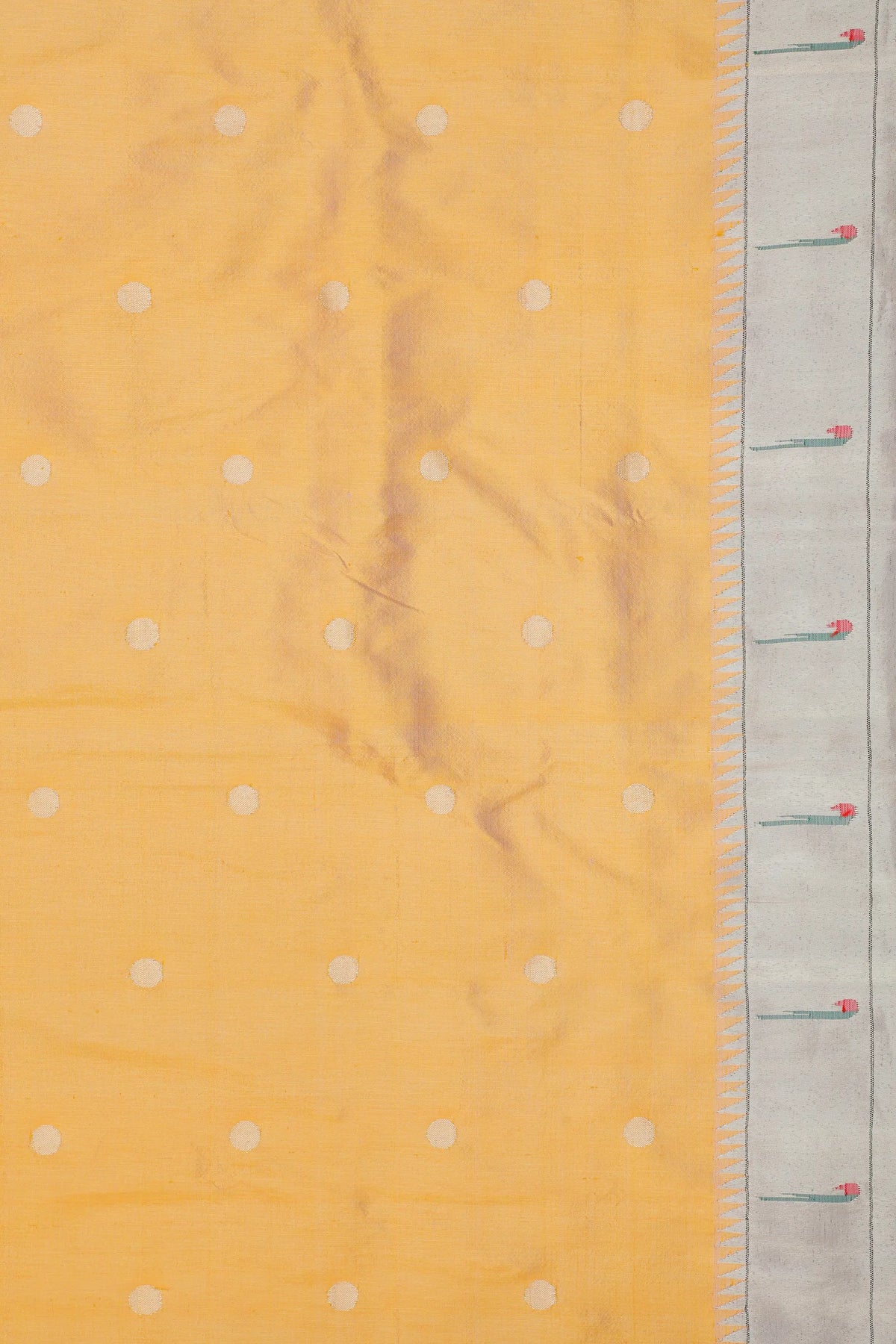 Light Orange Handloom Pure Silk Muniya Paithani Saree