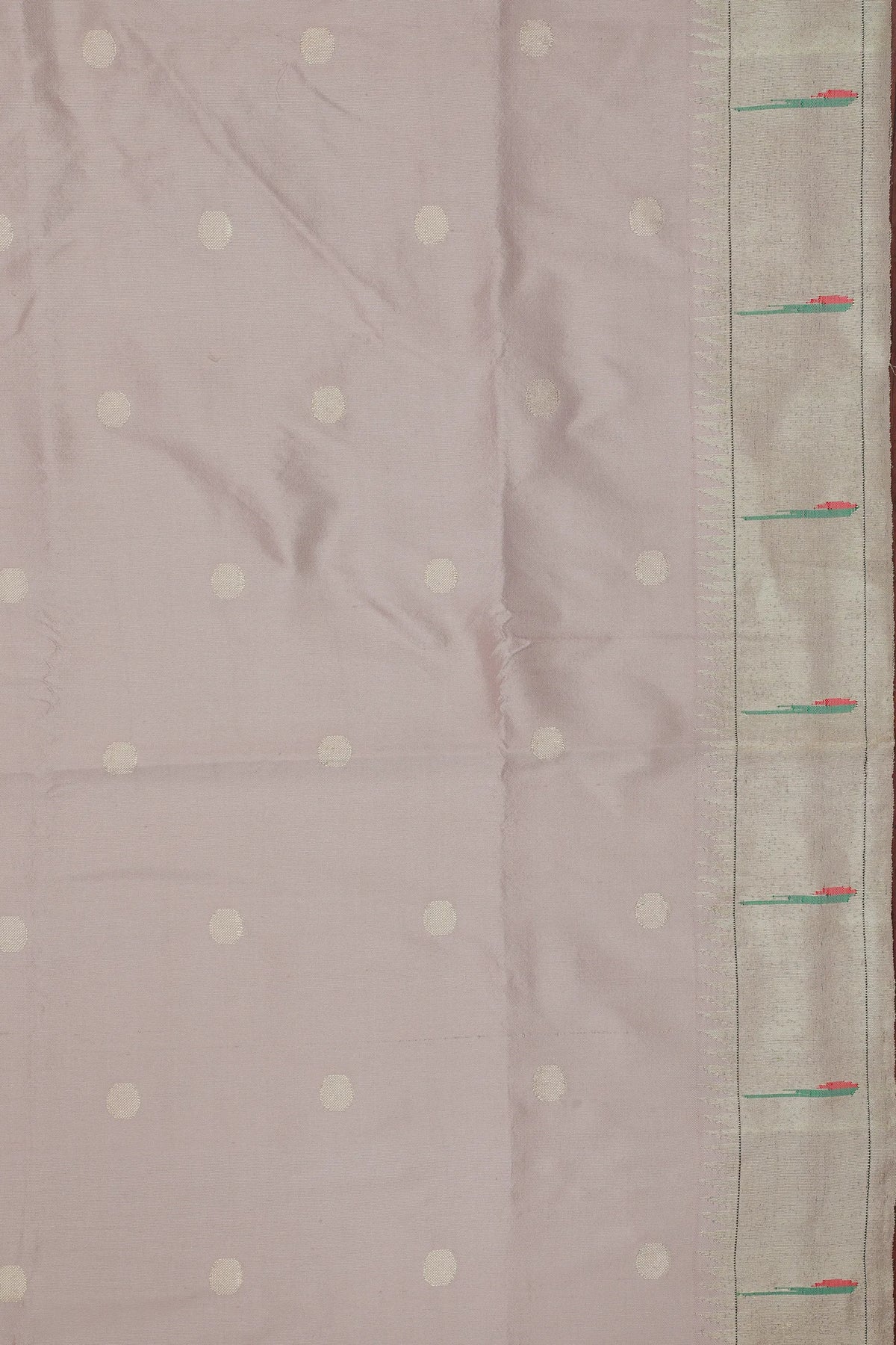 Beige Pink Handloom Pure Silk Muniya Paithani Saree