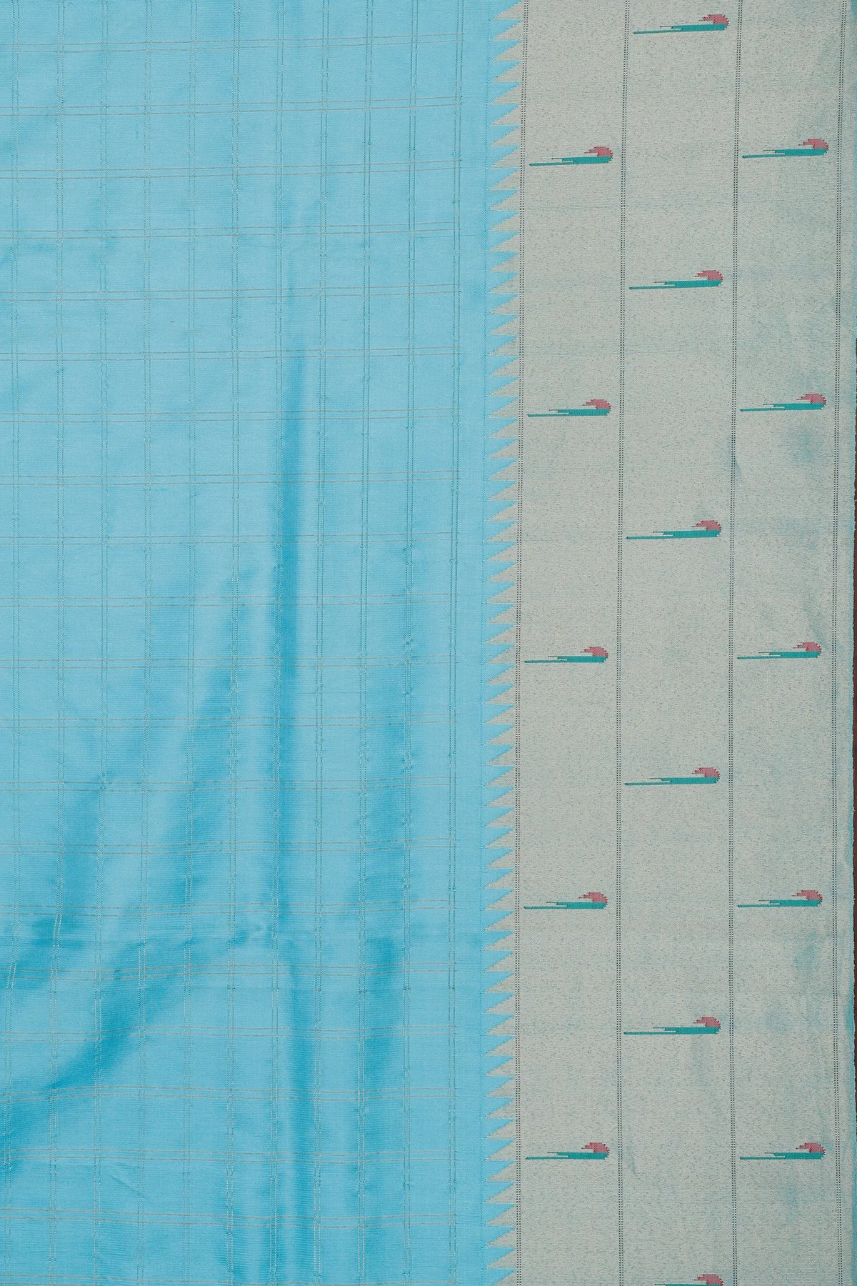 Sky Blue Pure Silk Muniya Paithani Saree