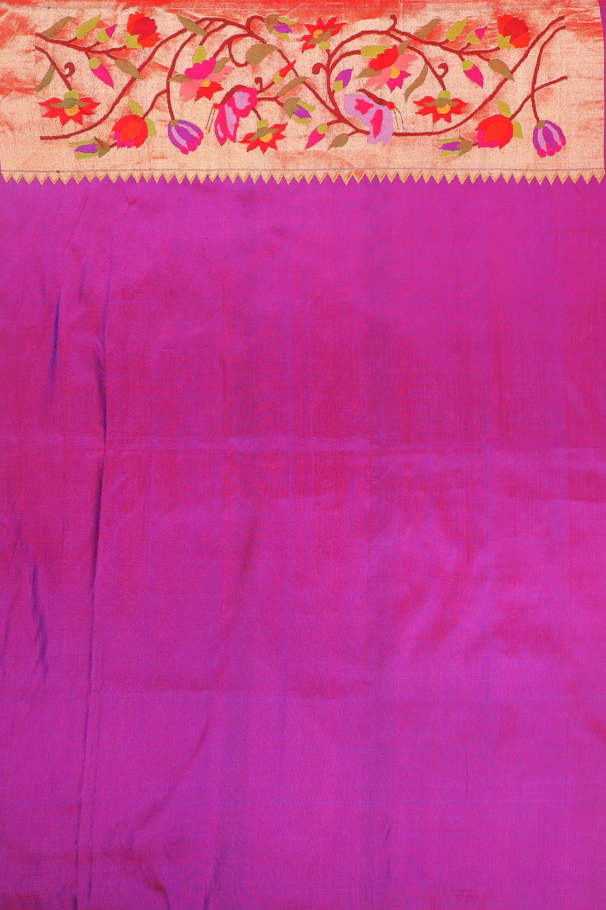 Purple Pure Silk Handloom Paithani with Lotus Skirt Border