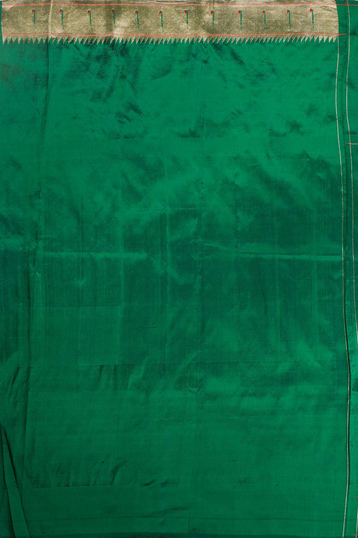 Emerald Green Pure Silk Handloom Paithani with Skirt Border