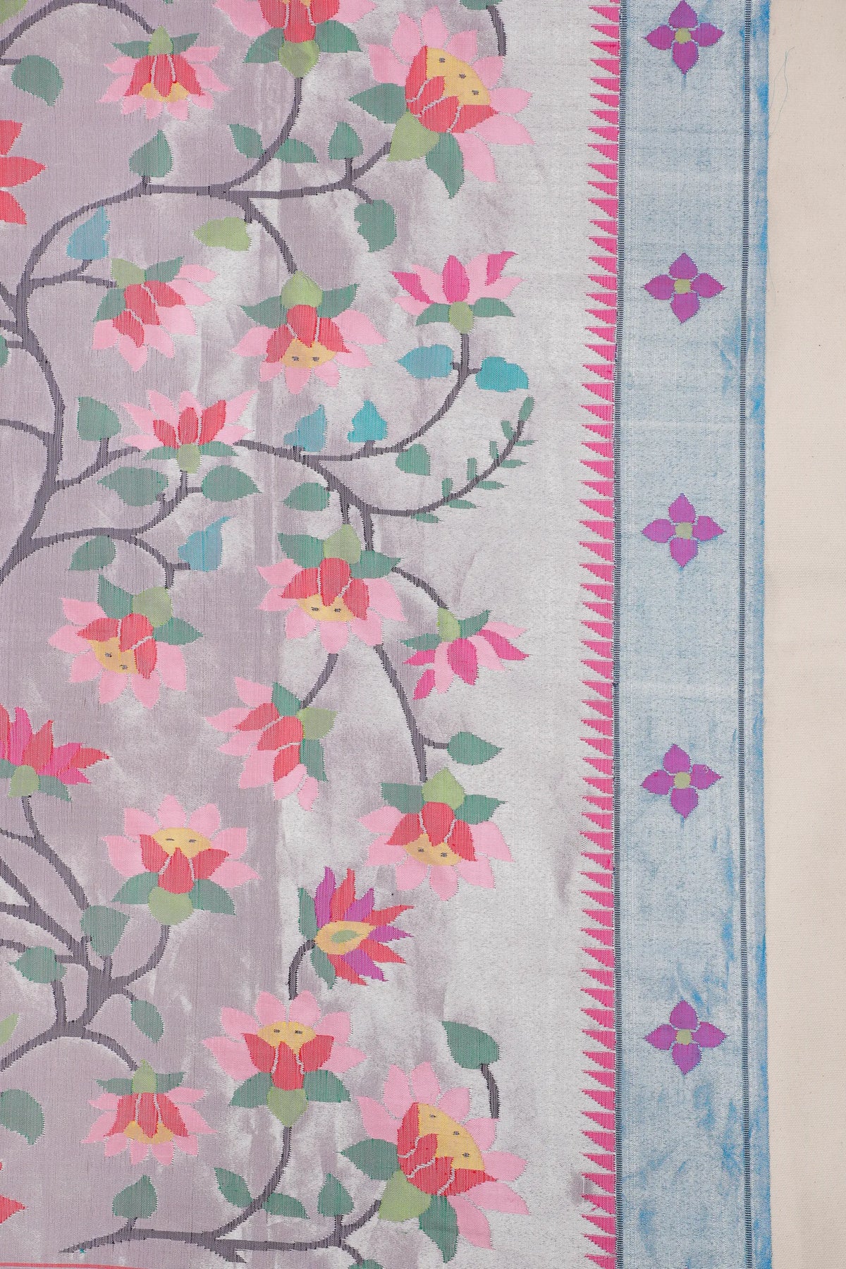 Lilac Pure Silk Handloom Tissue Paithani Saree with All Over Design