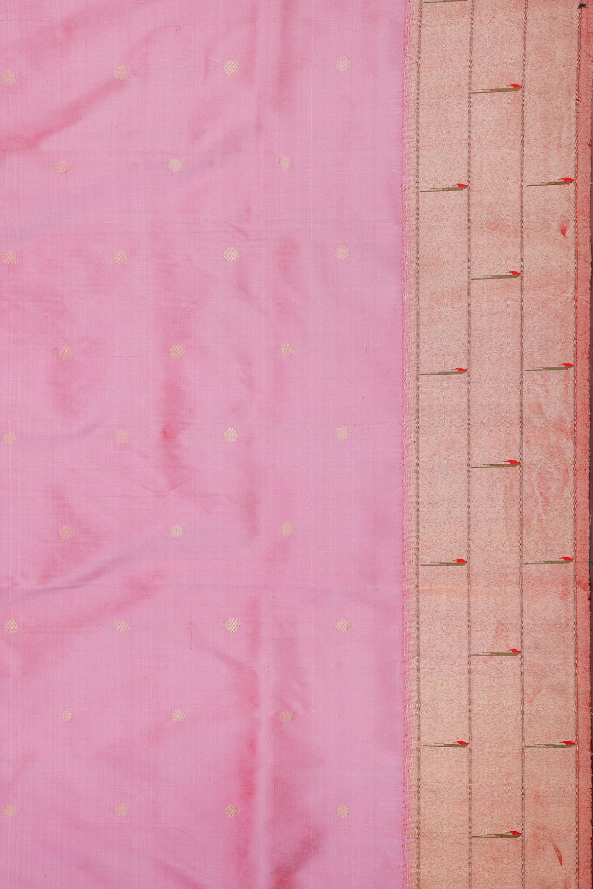 Baby Pink Handloom Pure Silk Muniya Paithani Saree