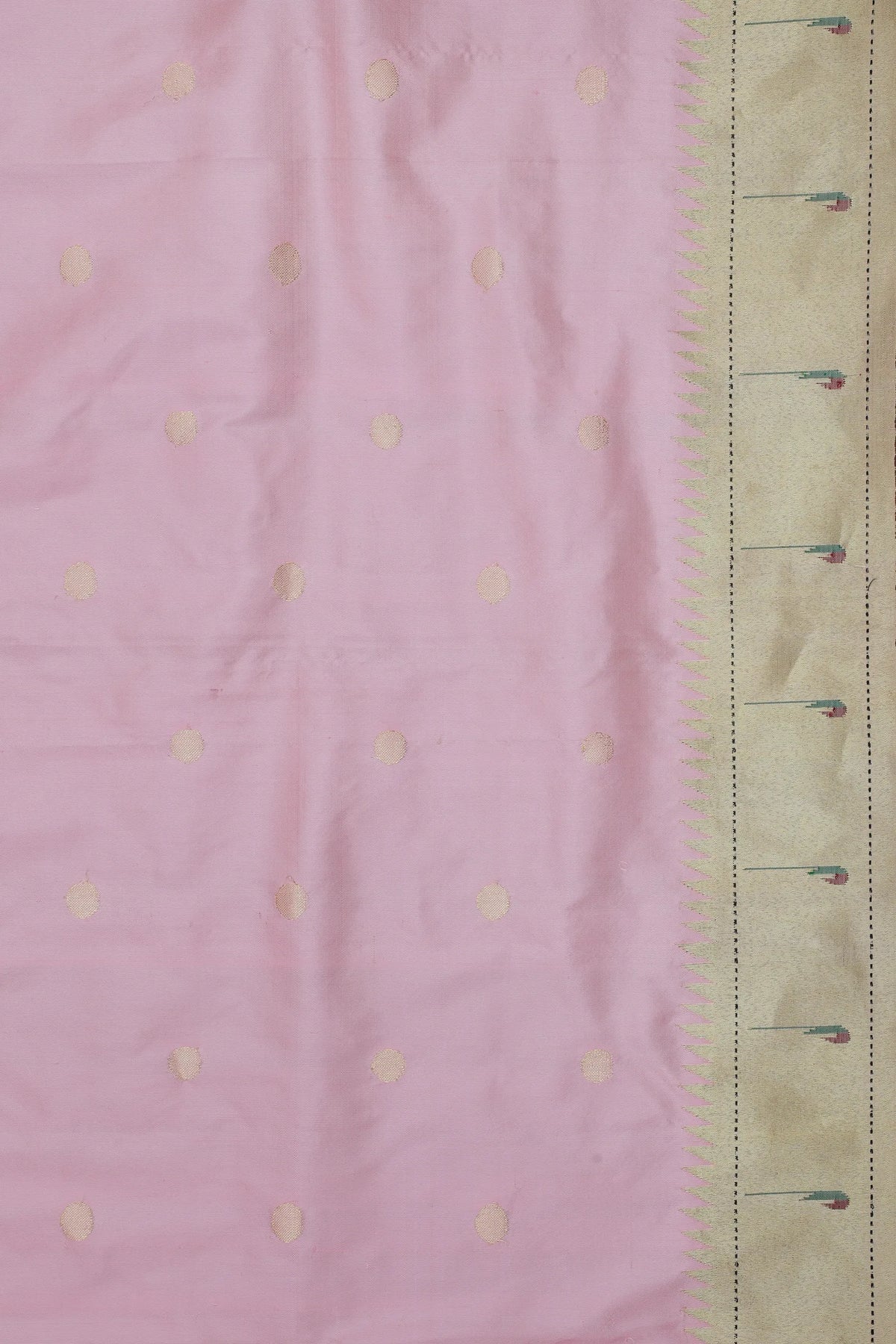 Baby Pink Handloom Pure Silk Muniya Paithani Saree