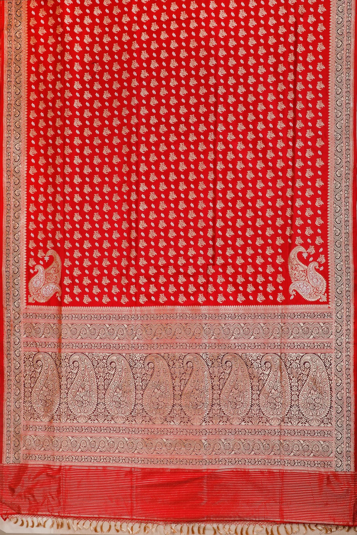 Red Handloom Real Zari Pure Silk Benarasi Saree
