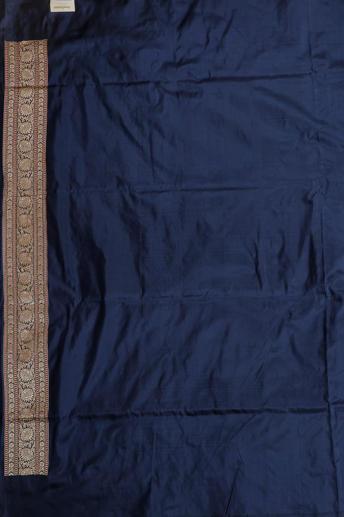 Navy Blue Real Zari Pure Silk Benarasi Saree - Revival Design