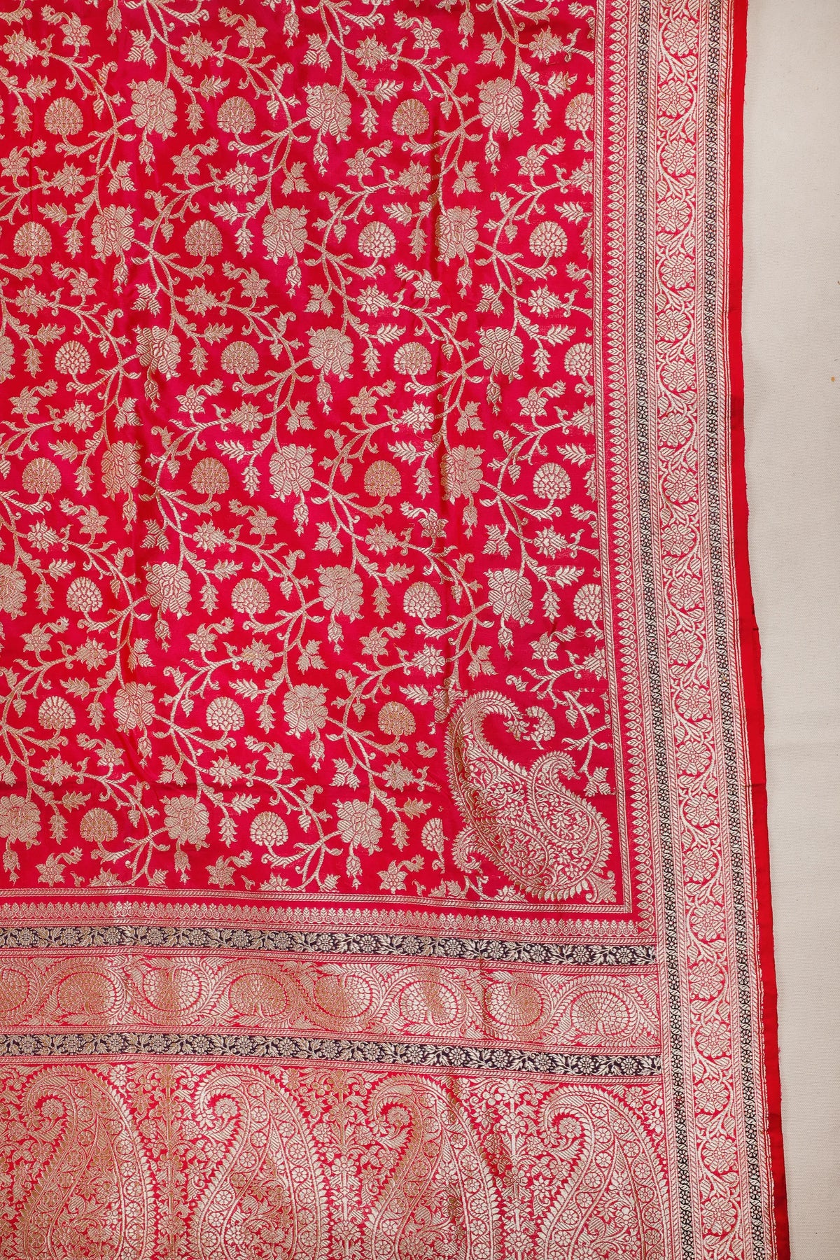 Hot Pink Real Zari Pure Silk Benarasi Saree - Revival Koniya Design