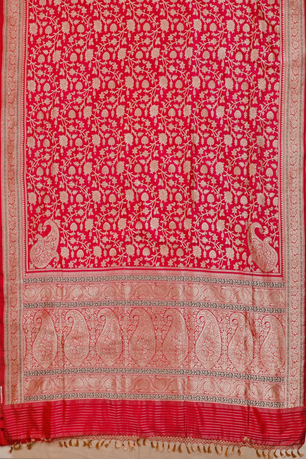 Hot Pink Real Zari Pure Silk Benarasi Saree - Revival Koniya Design