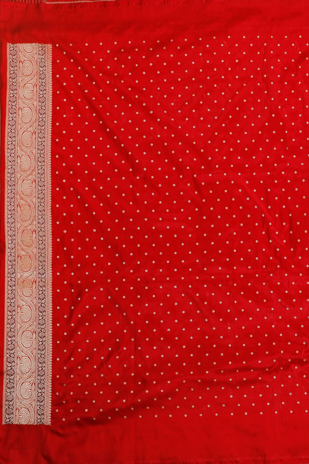 Red Real Zari Pure Silk Benarasi Saree - Revival Koniya Design