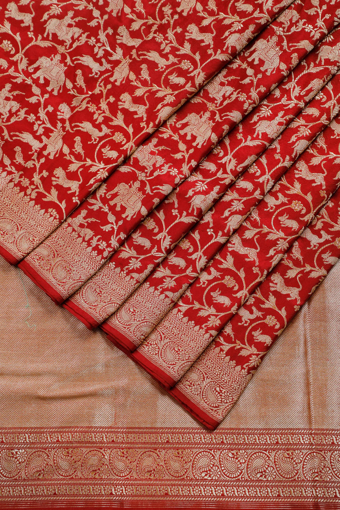 Handloom Real Zari Pure Silk Benarasi Saree - Revival Design