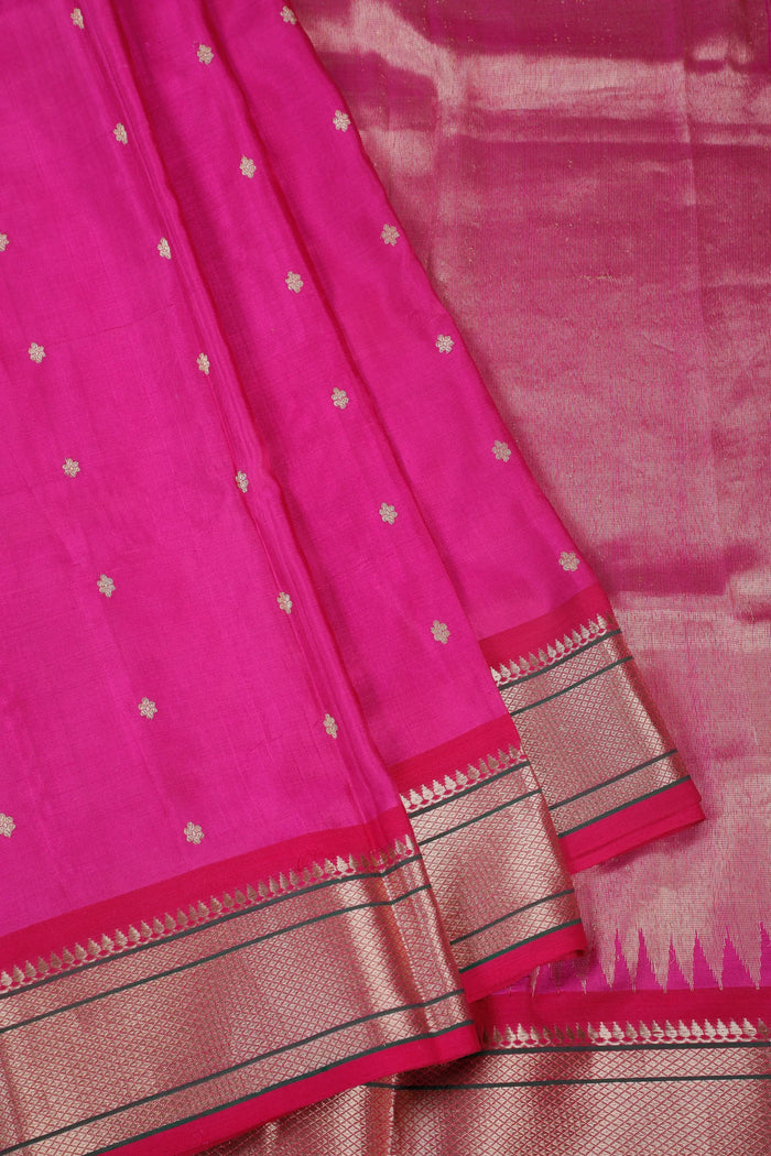 Magenta Handloom Chanderi Mashru Silk Saree - Revival Design