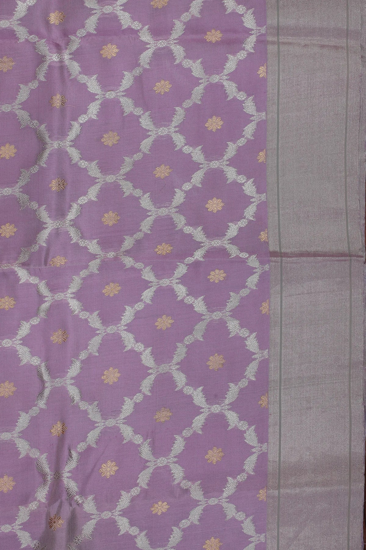Lavender Handloom Chanderi Mashru Silk Saree