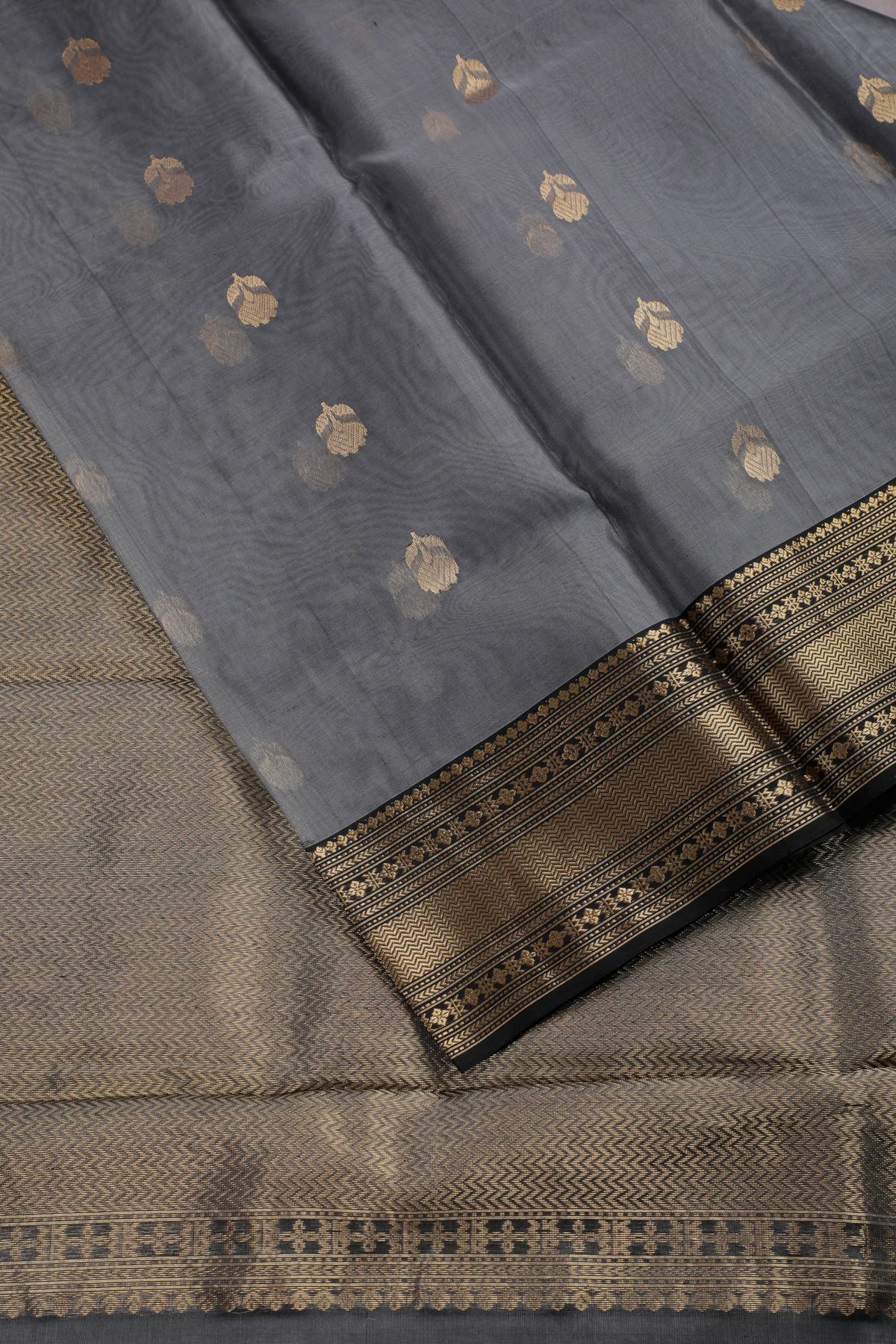 Grey Handloom Pure Silk Chanderi Saree