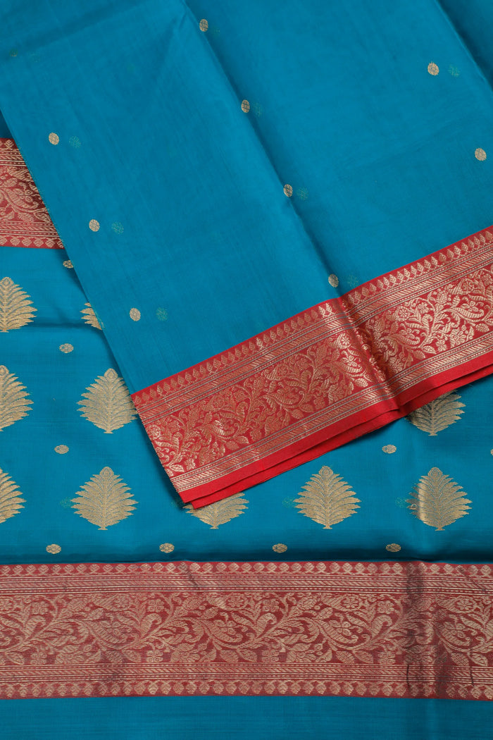 Peacock Green Handloom Pure Silk Chanderi Saree
