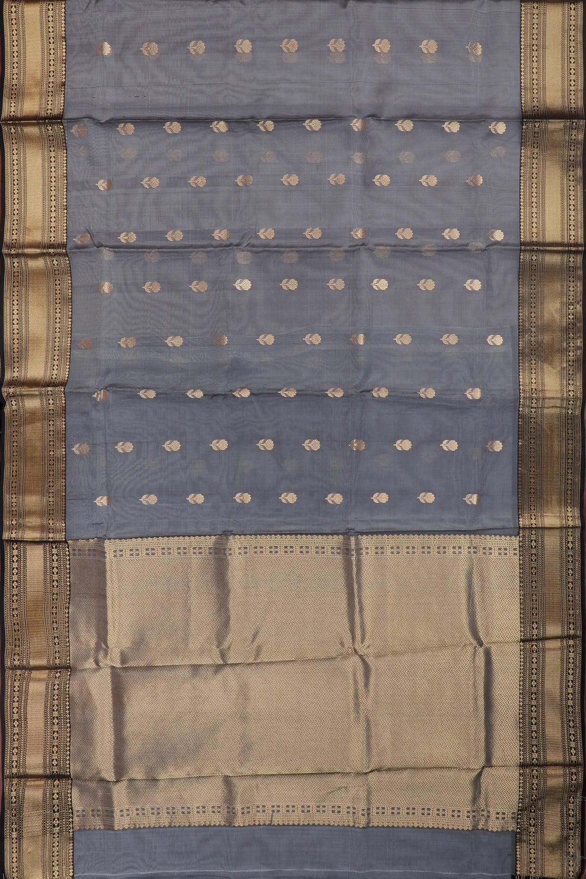 Grey Handloom Pure Silk Chanderi Saree