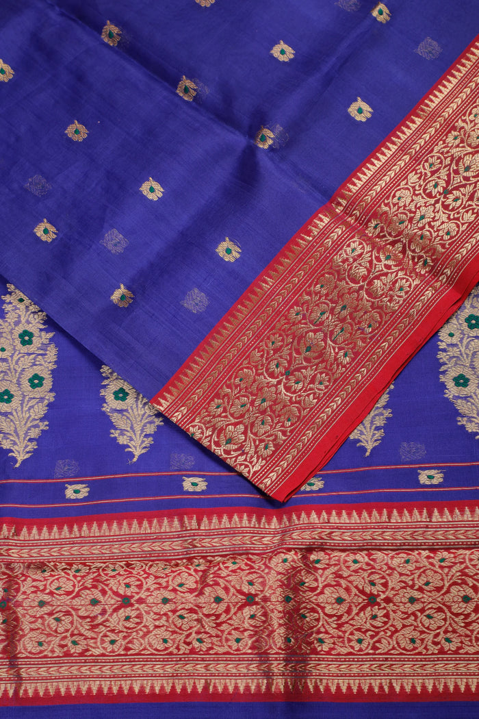 Navy Blue Handloom Pure Silk Chanderi Saree