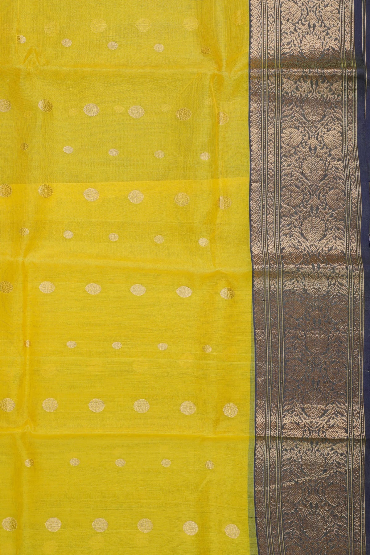 Lemon Yellow Handloom Pure Silk Chanderi Saree