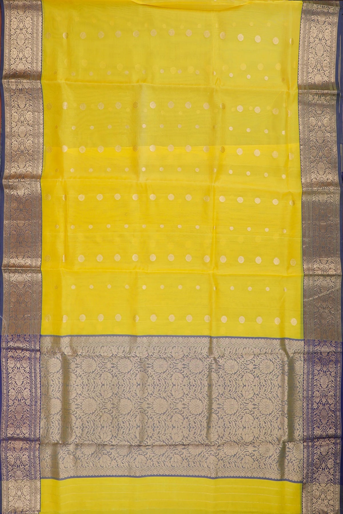Lemon Yellow Handloom Pure Silk Chanderi Saree