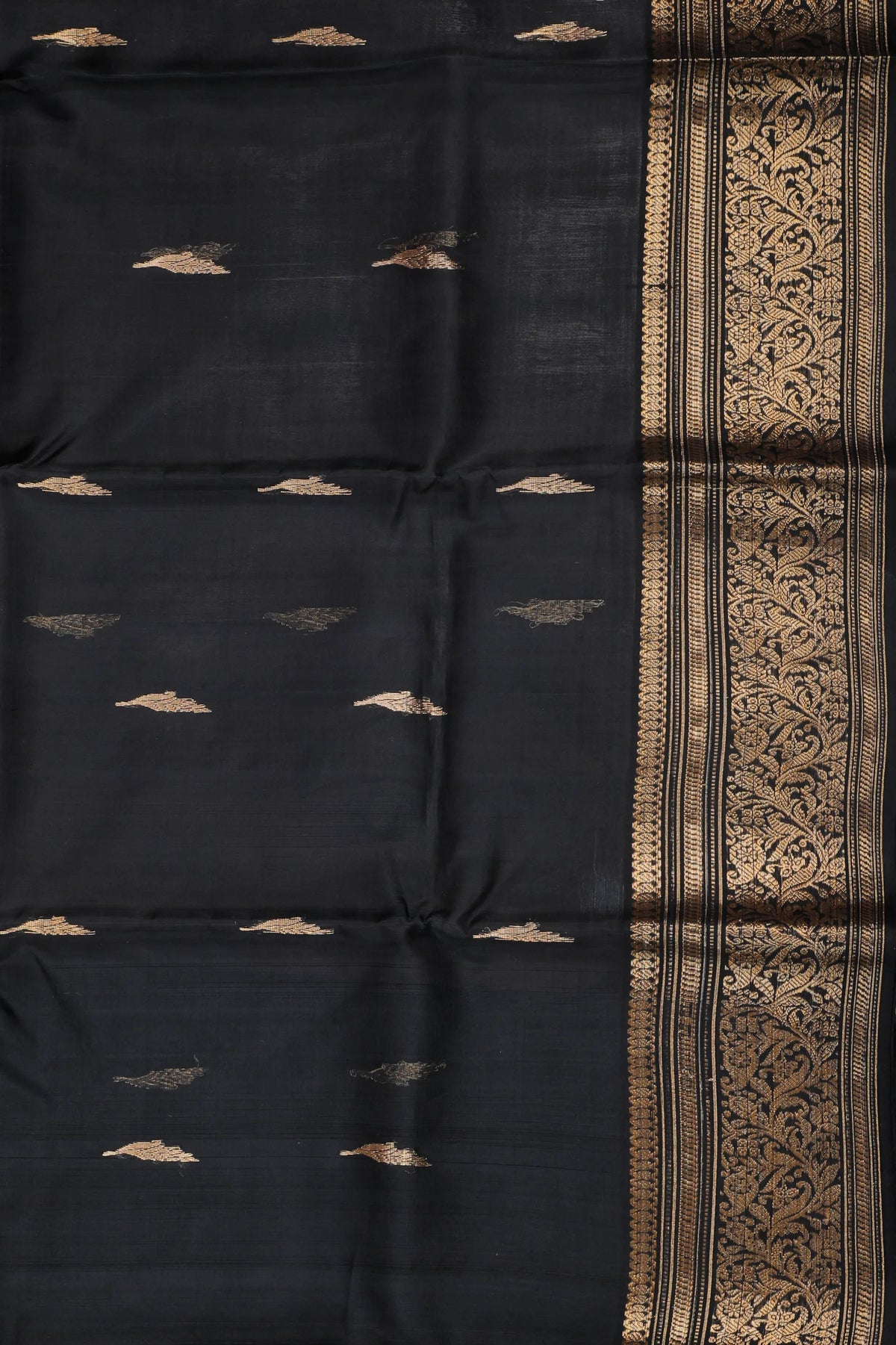 Black Handloom Pure Silk Chanderi Saree