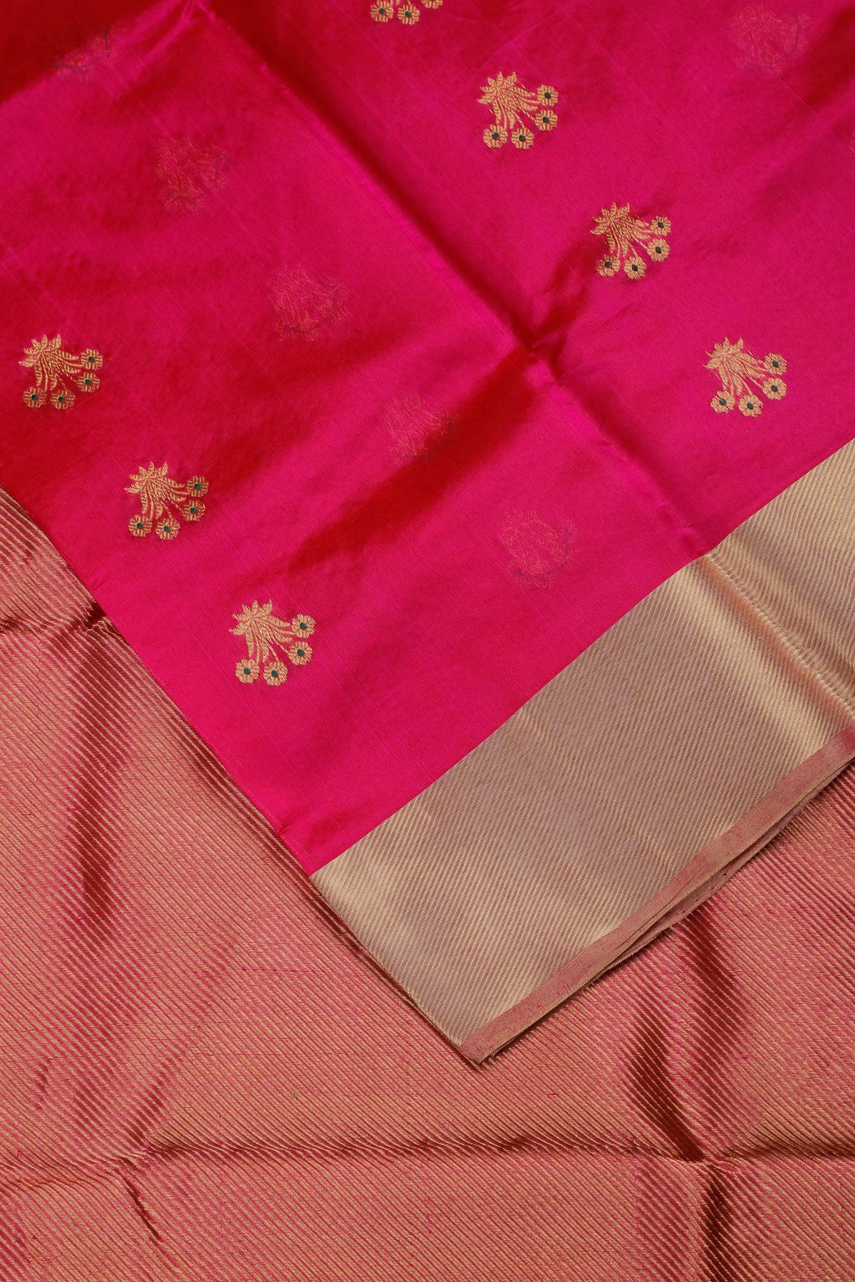 Pink Handloom Pure Silk Chanderi Saree with Mashru