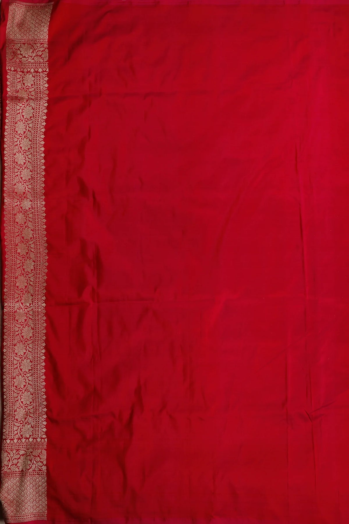 Red & Pink Handloom Benarasi Katan Silk Saree with Lehriya Design