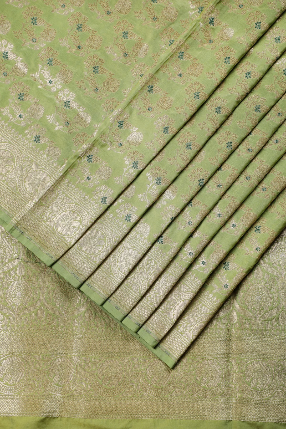 Pista Green Handloom Benarasi Katan Silk Saree